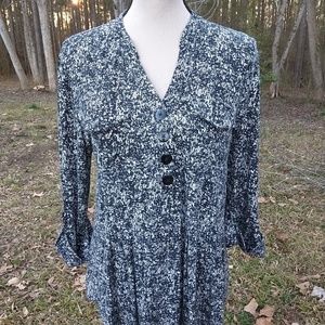 Cocomo Sz L Geo Priint Black&White Popover Top